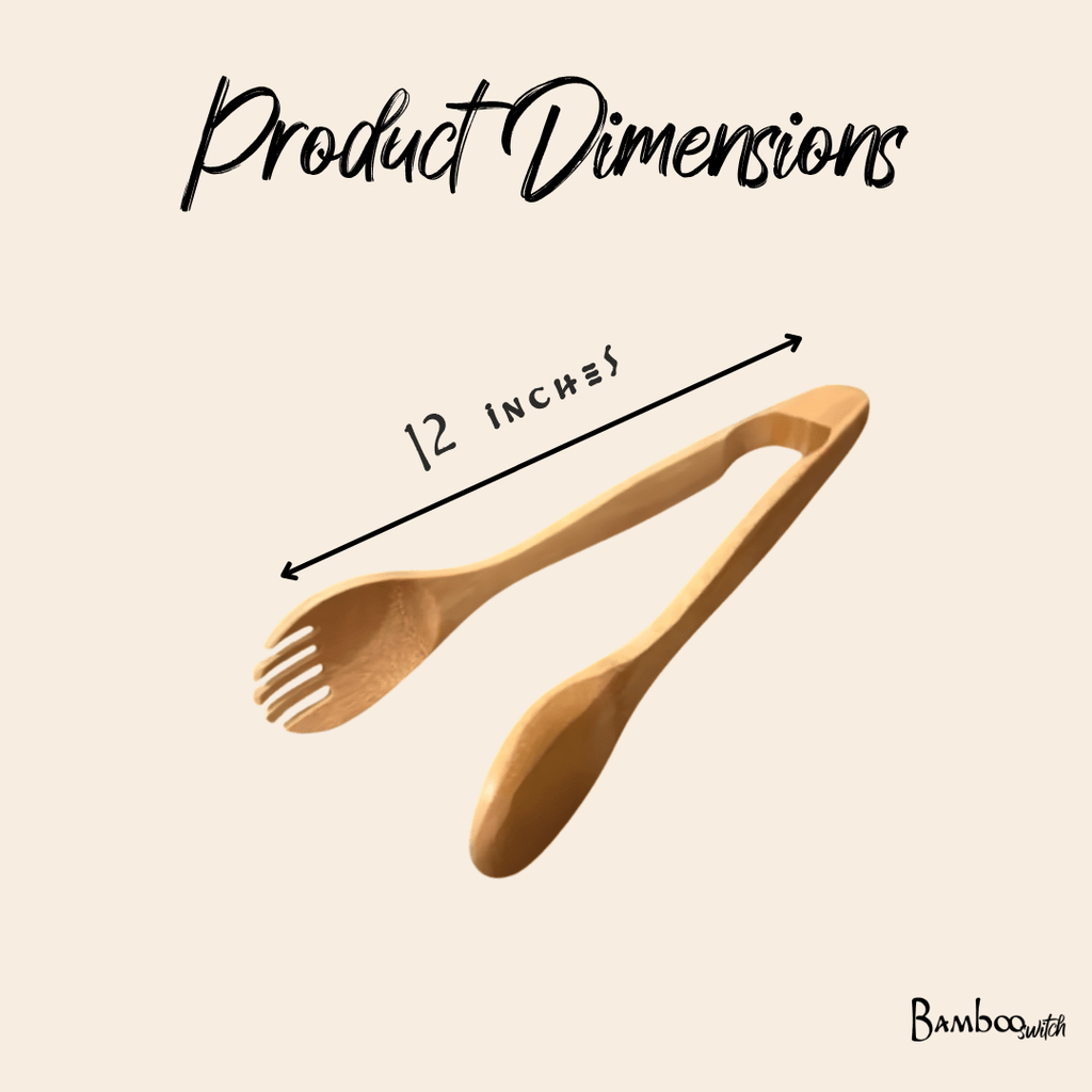 12" Bamboo Salad Tongs