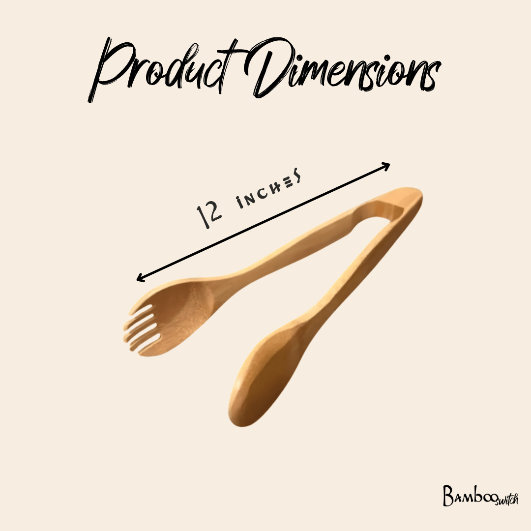 12" Bamboo Salad Tongs