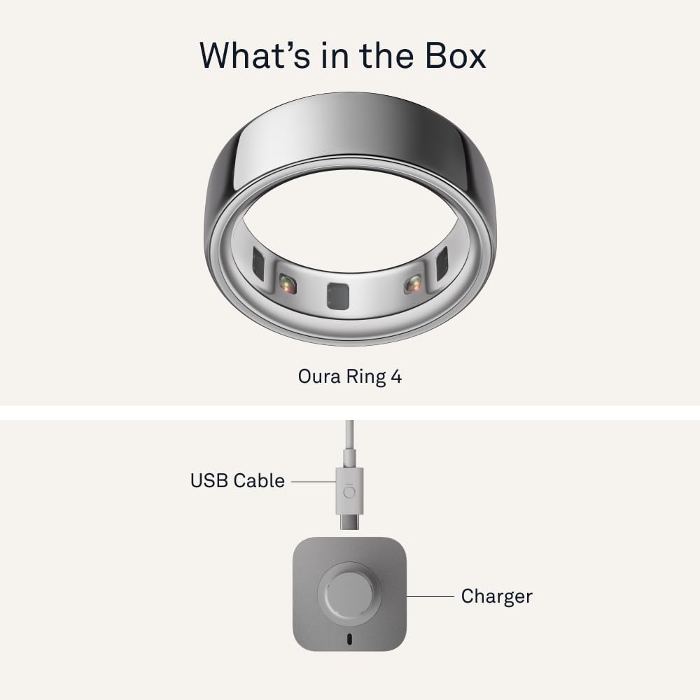 Oura Ring 4 - Smart Ring - Silver - Size 8 - Sleep, Activity, Women's Health, AI Advisor, Up to 8 Days of Battery Life, Oura App, Android & iOS Compatible