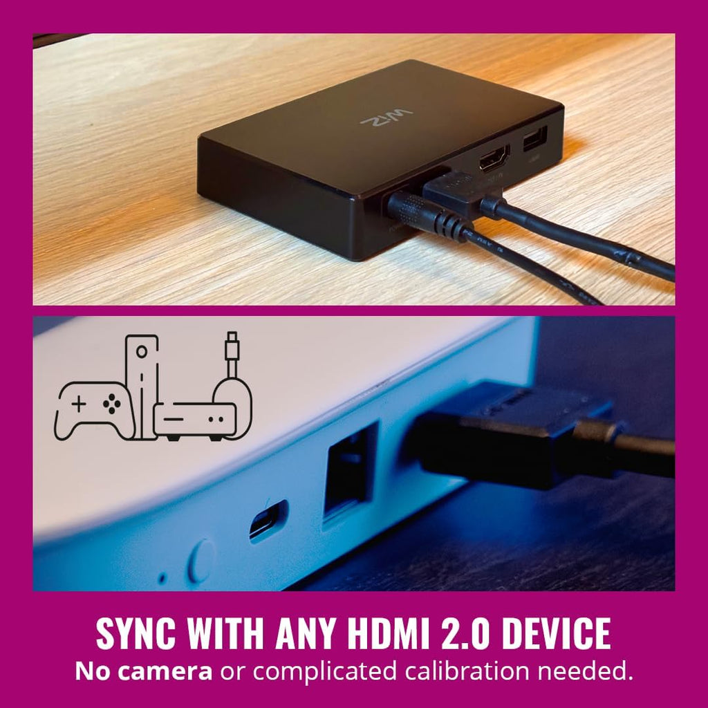 WiZ Connected HDMI Sync Box with TV Backlight - Sync to Movies, Games & Music - HDMI 2.0 Supports 4K 60Hz -RGBIC LED Strip 55-65 Inch TVs - Requires External Video Source