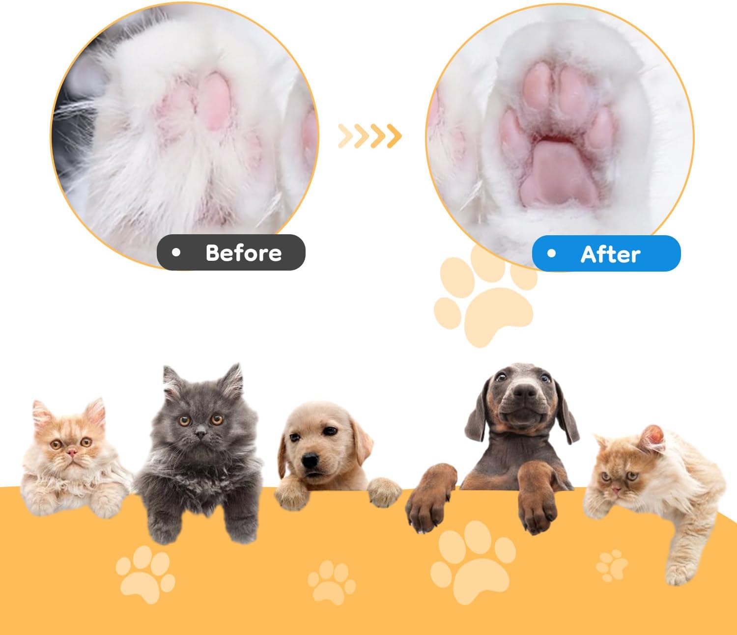 Mcbazel Pet Micro Precision Trimmer, Multifunctional Pet Hair Trimmer Waterproof Rechargeable Shaver with LED Light for Paws Eyes Ears Face Buttocks for Small Dogs and Cats，50dB Quiet Shave.