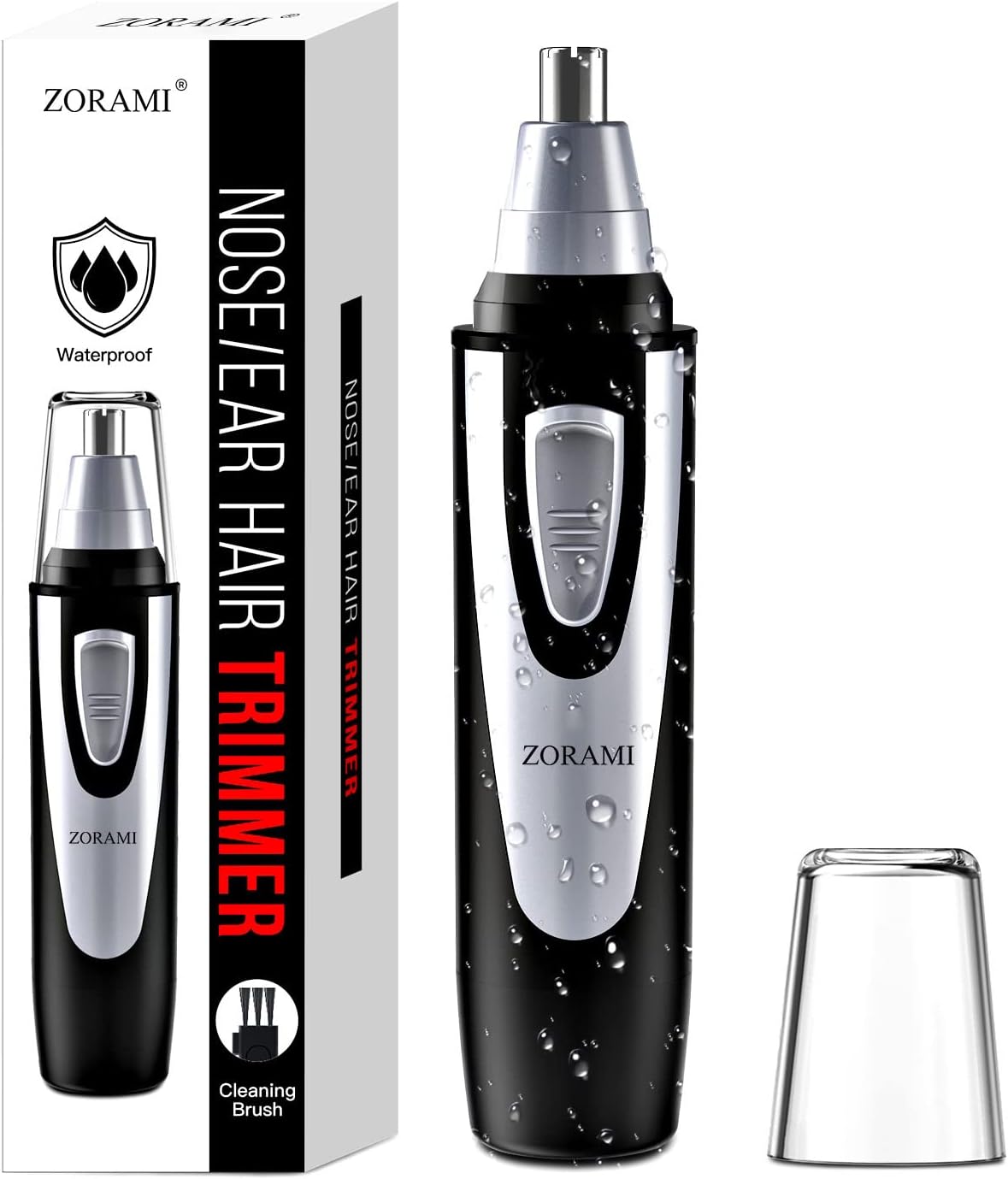 Ear and Nose Hair Trimmer Clipper - 2026 Professional Painless Eyebrow & Facial Hair Trimmer for Men Women,Battery-Operated Trimmer with IPX7 Waterproof,Dual Edge Blades for Easy Cleansing Black