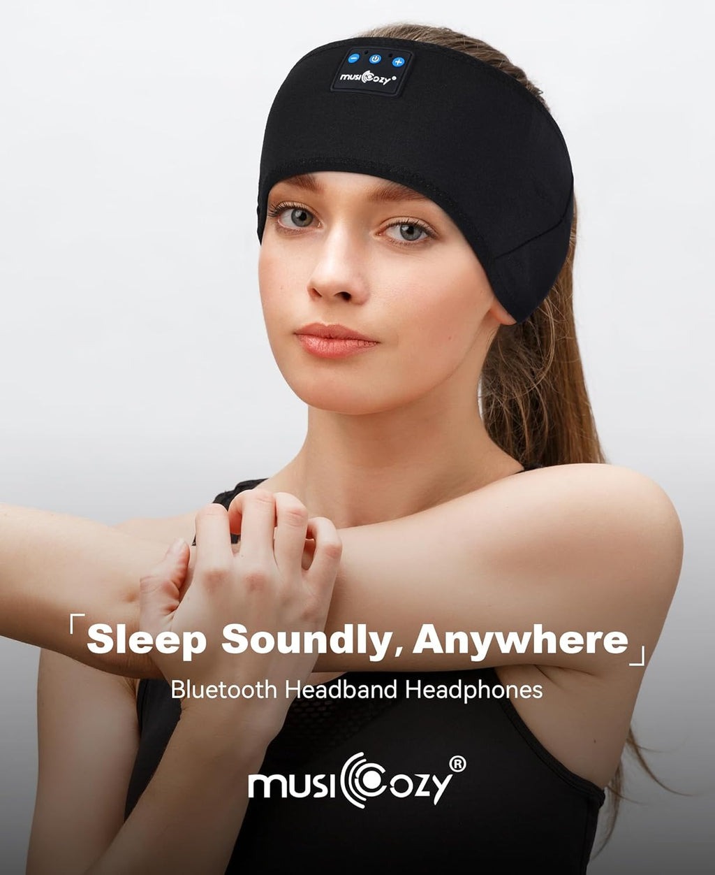 MUSICOZY Sleep Headphones Bluetooth Headband Headphones for Side Sleepers | Sleeping Headbands Wireless Sports Earphones Sweat Resistant Earbuds for Workout Running Cool Gadgets Unique Gifts for Women