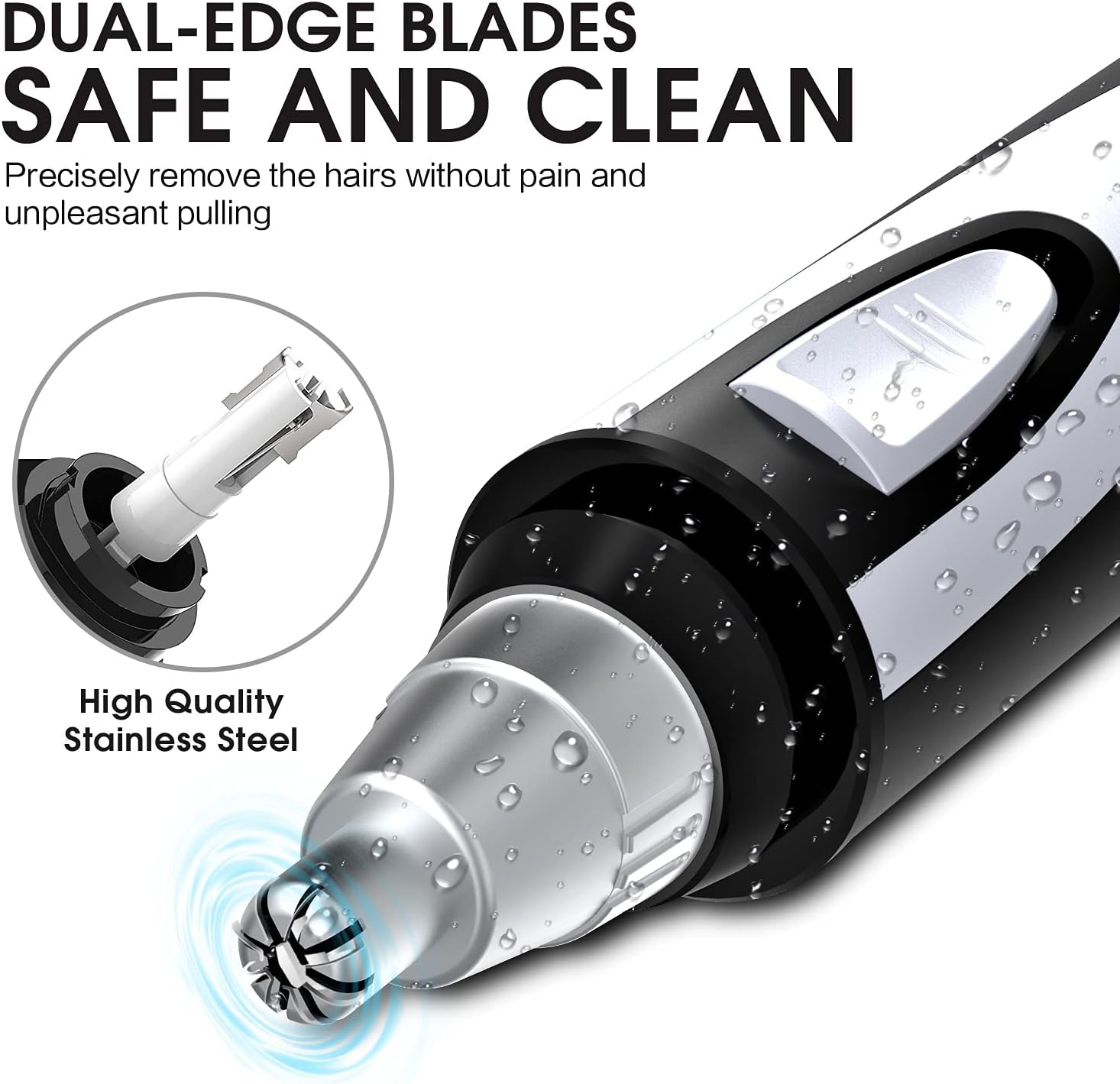 Ear and Nose Hair Trimmer Clipper - 2026 Professional Painless Eyebrow & Facial Hair Trimmer for Men Women,Battery-Operated Trimmer with IPX7 Waterproof,Dual Edge Blades for Easy Cleansing Black