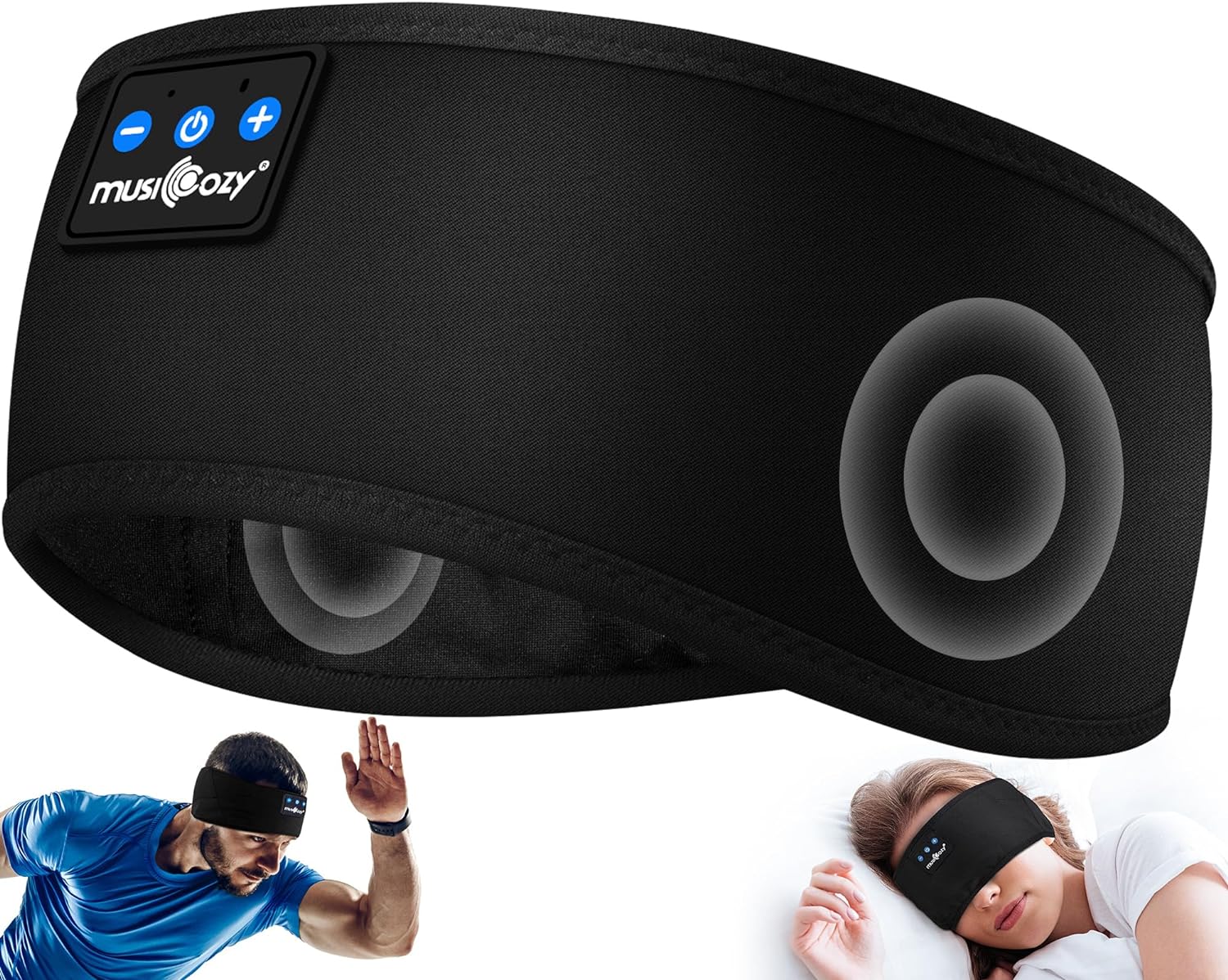 MUSICOZY Sleep Headphones Bluetooth Headband Headphones for Side Sleepers | Sleeping Headbands Wireless Sports Earphones Sweat Resistant Earbuds for Workout Running Cool Gadgets Unique Gifts for Women