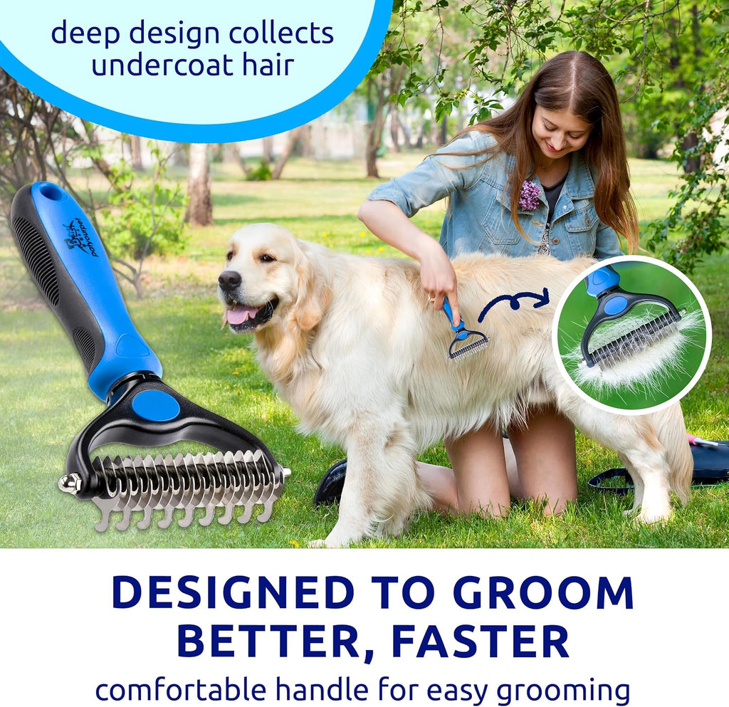 Pat Your Pet Deshedding Dog Brush For Shedding – Cat Brushes For Indoor Cats, Double-Sided Cat Brush Deshedding & Grooming Tool For Long Haired And Short Haired Dogs, Skin-Friendly