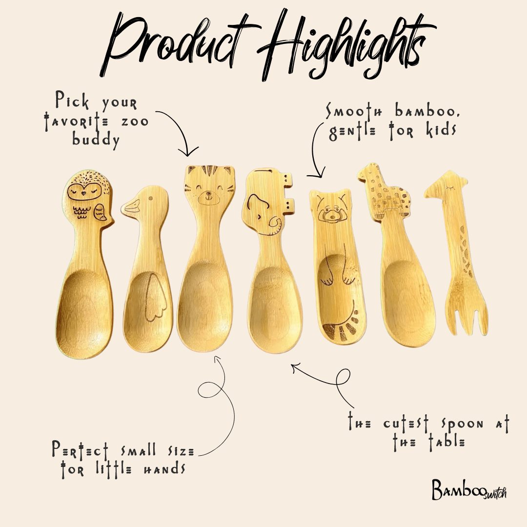 Bamboo Animal Kids Spoons