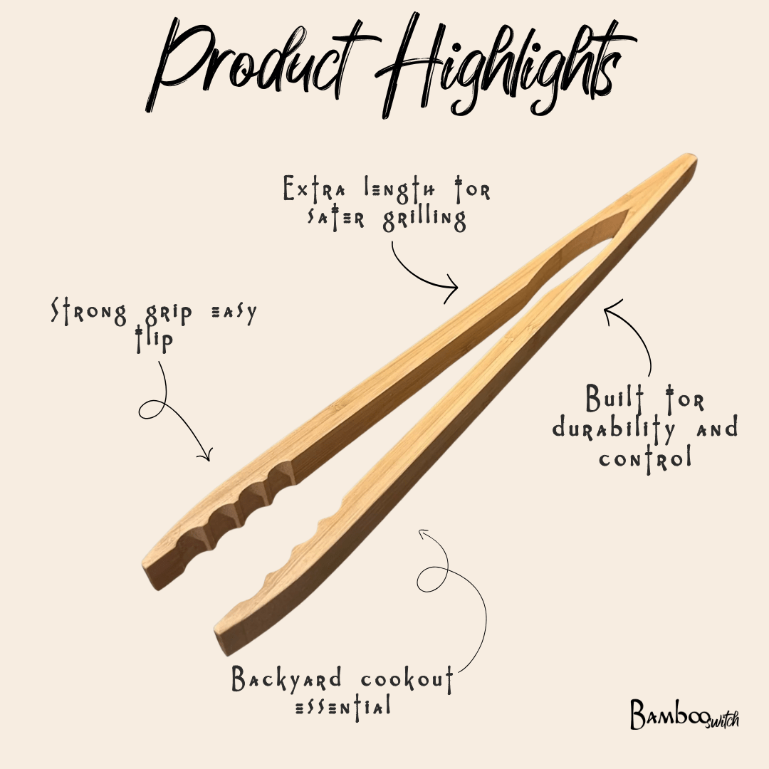 Bamboo Barbecue Grilling Tong 19"