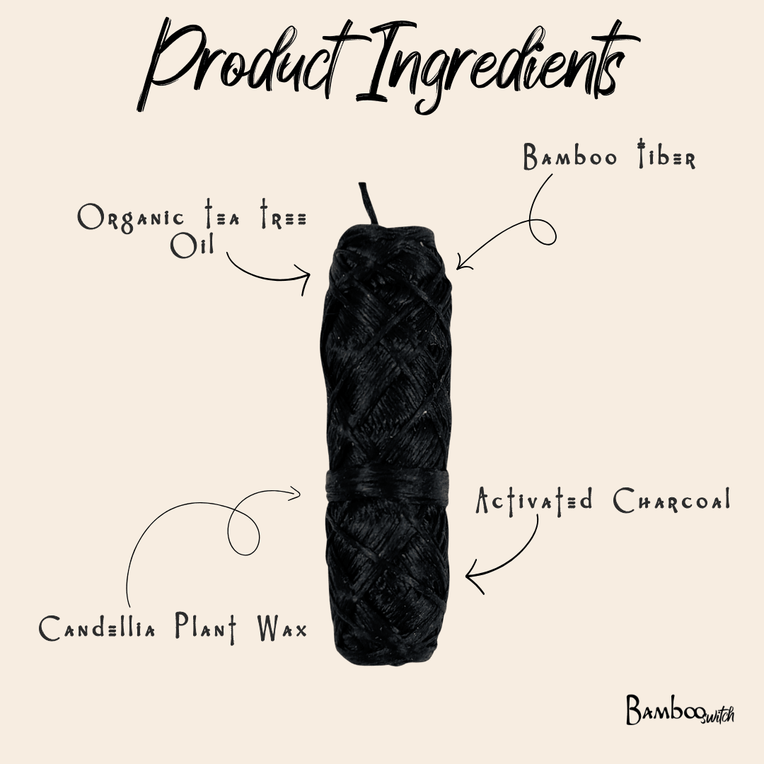 Bamboo Charcoal Floss in Glass Container