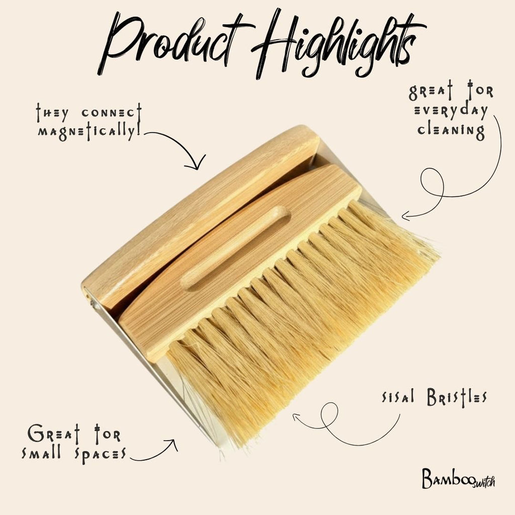 Bamboo Dust Pan With Brush