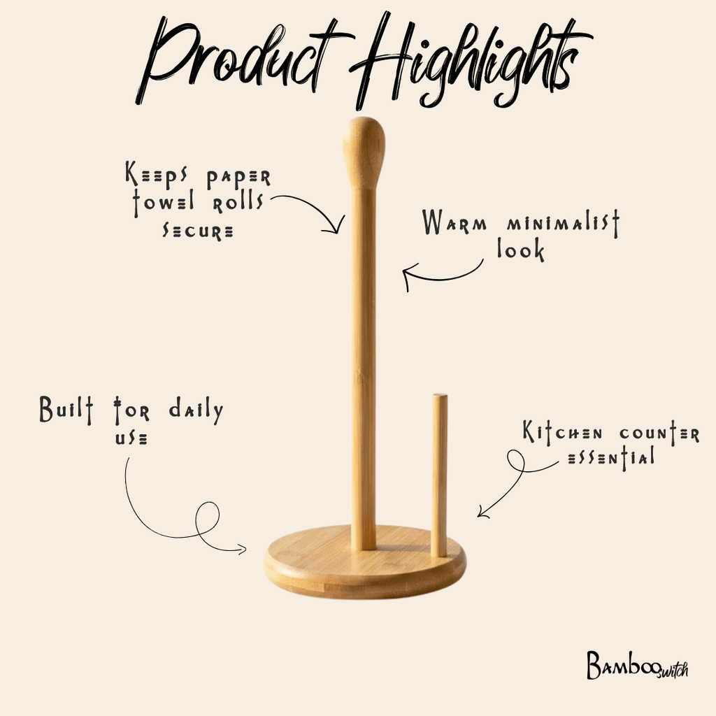 Bamboo Kitchen Paper Towel Holder