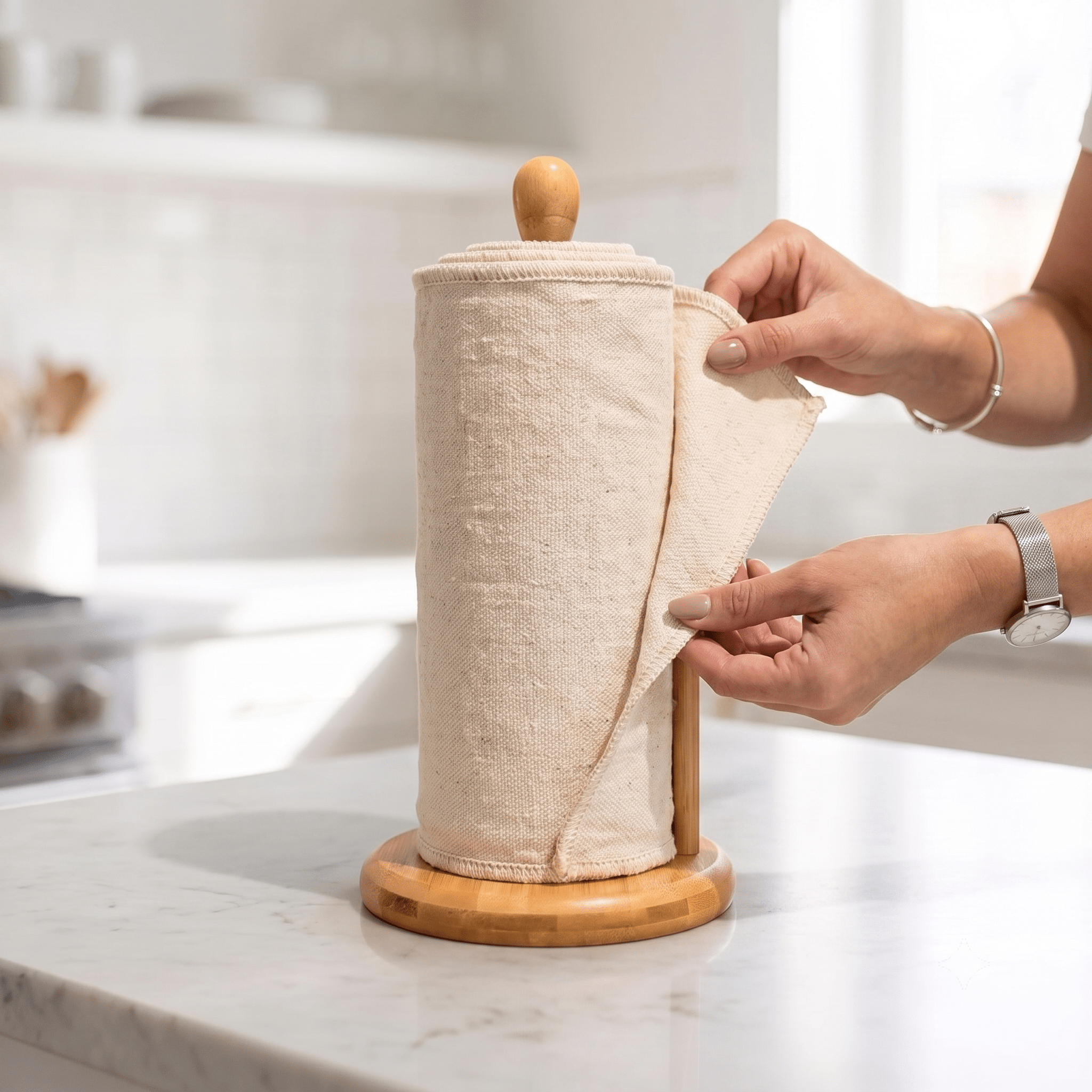 Bamboo Kitchen Paper Towel Holder