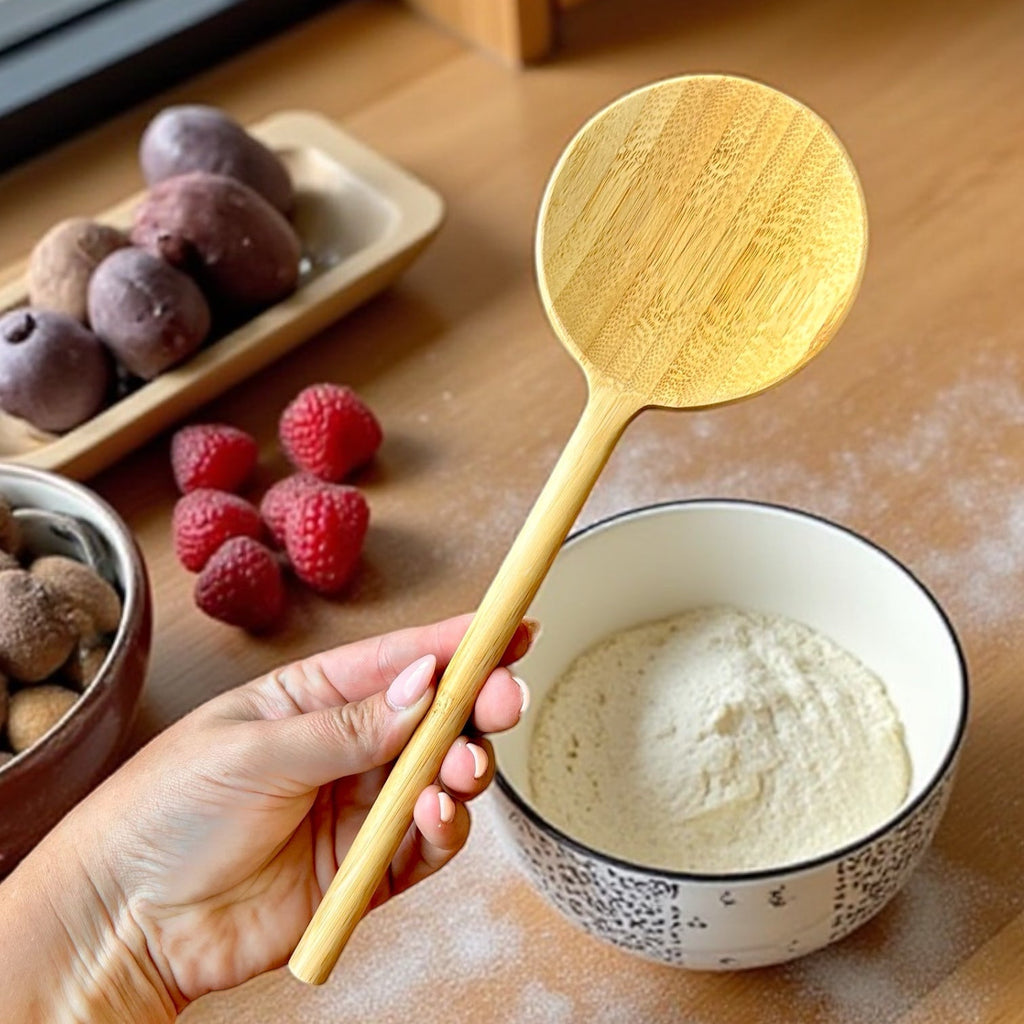 Bamboo Long Handle Round Spoon