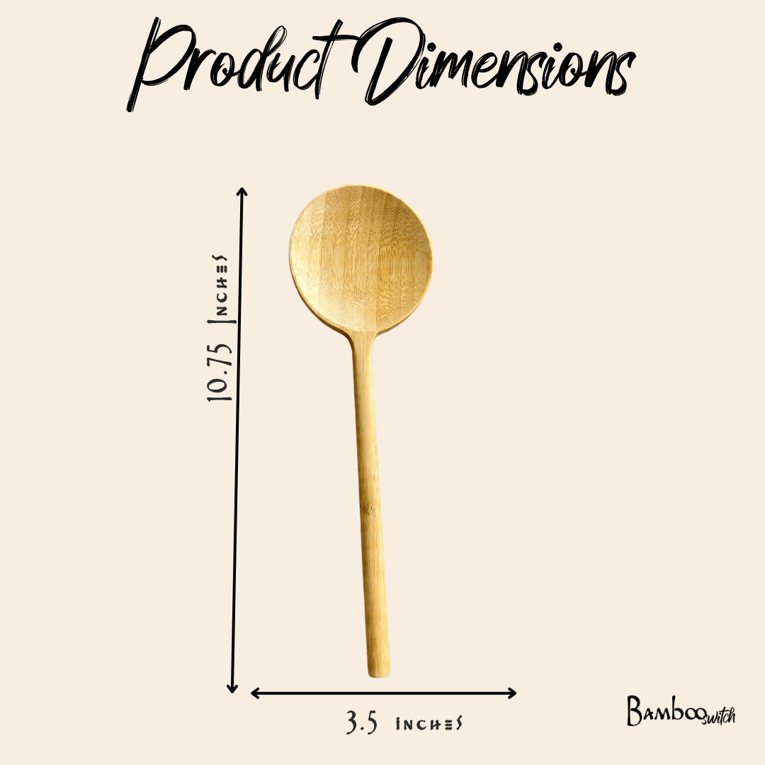 Bamboo Long Handle Round Spoon