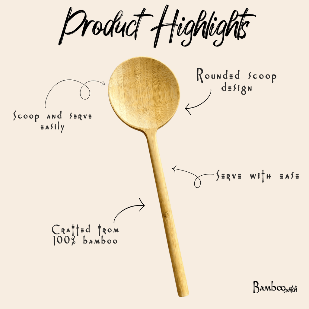 Bamboo Long Handle Round Spoon