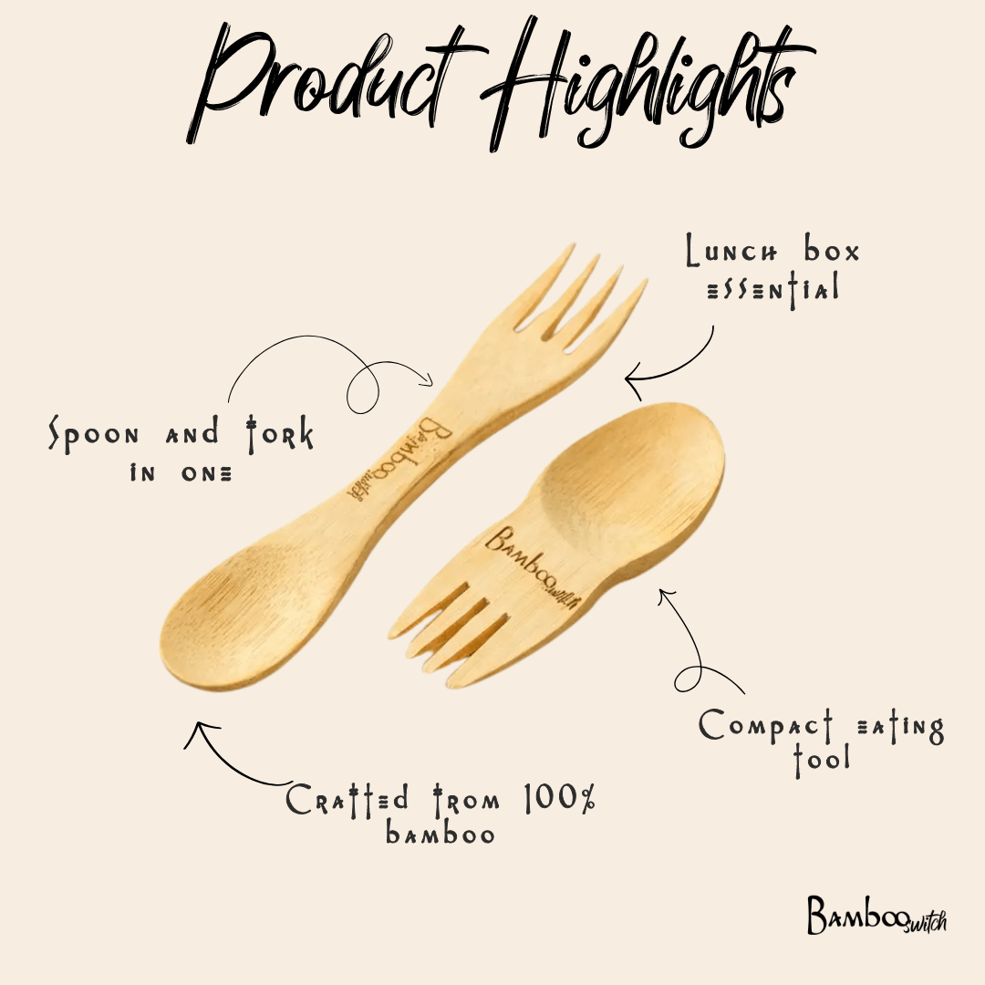 Bamboo Mini Spork Utensil