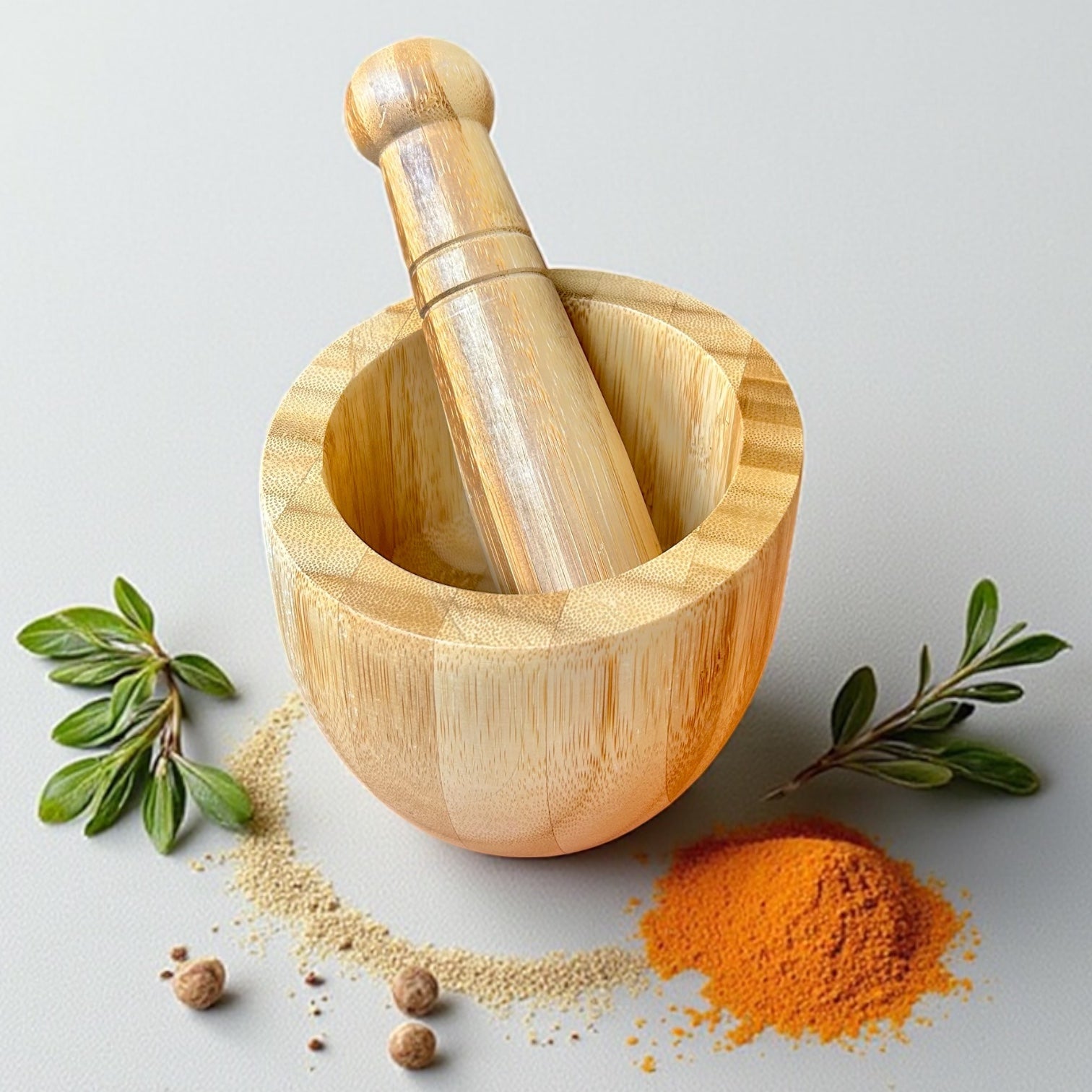 Bamboo Mortar & Pestle