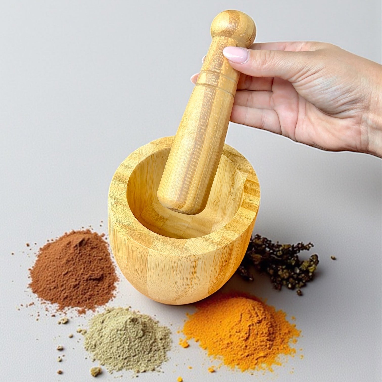 Bamboo Mortar & Pestle