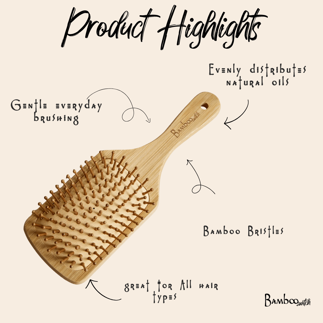 Bamboo Paddle Hair Brush | Classic Handle