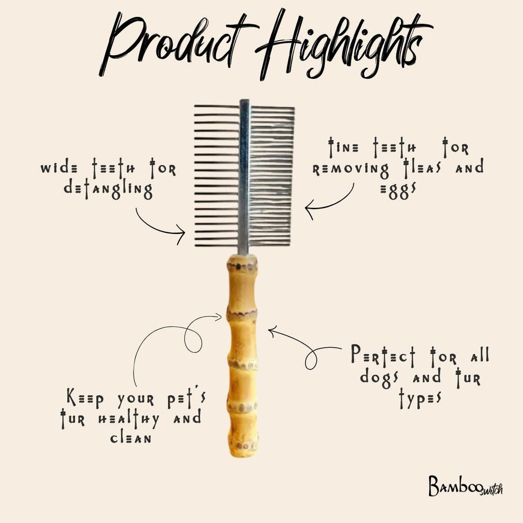Bamboo Root Pet Flea & Tick Comb
