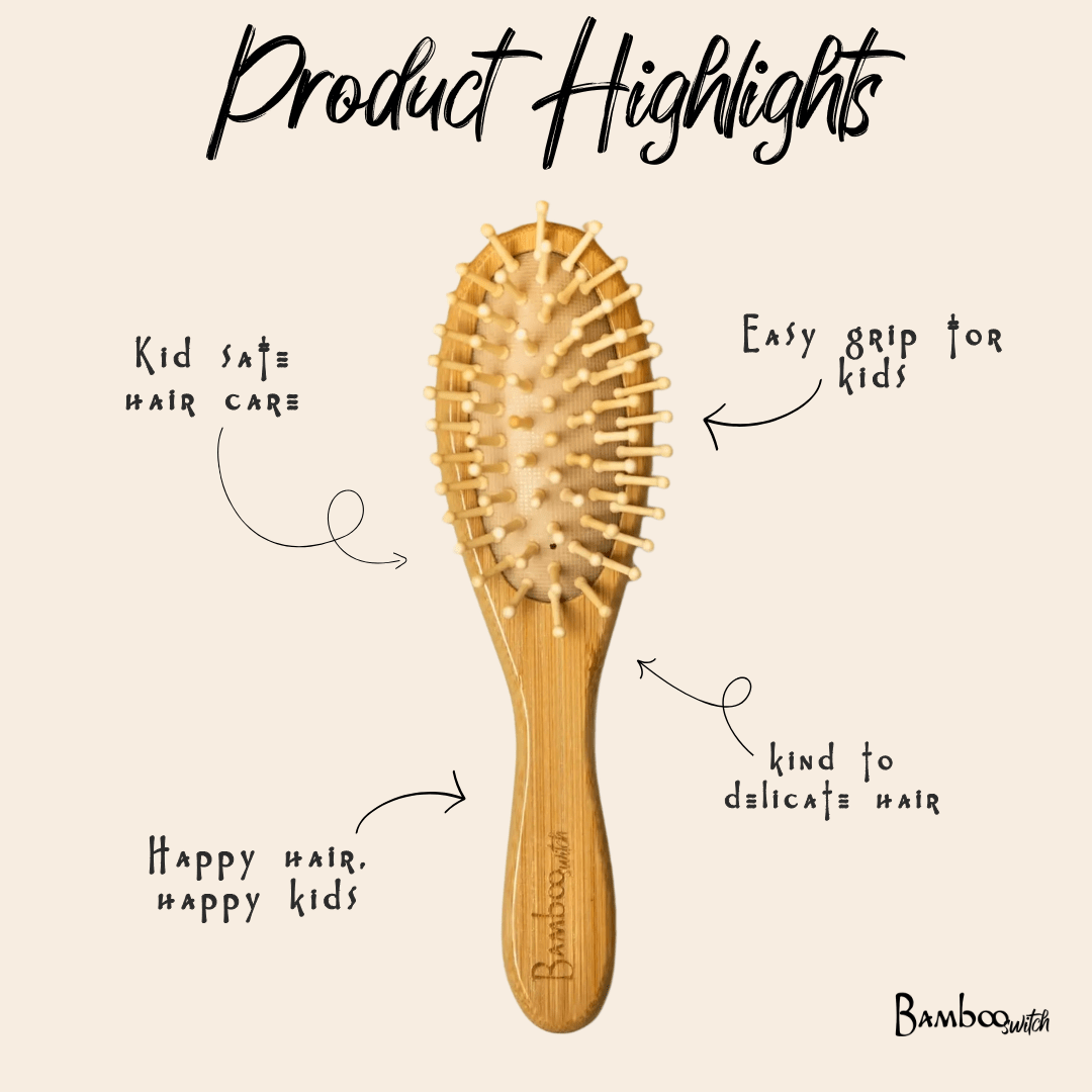 Bamboo Rounded Hair Brush | For Kids