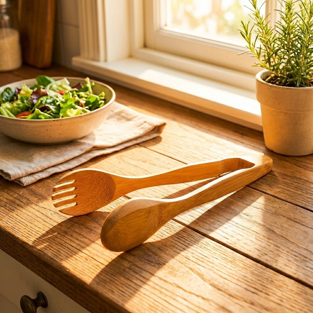 12" Bamboo Salad Tongs