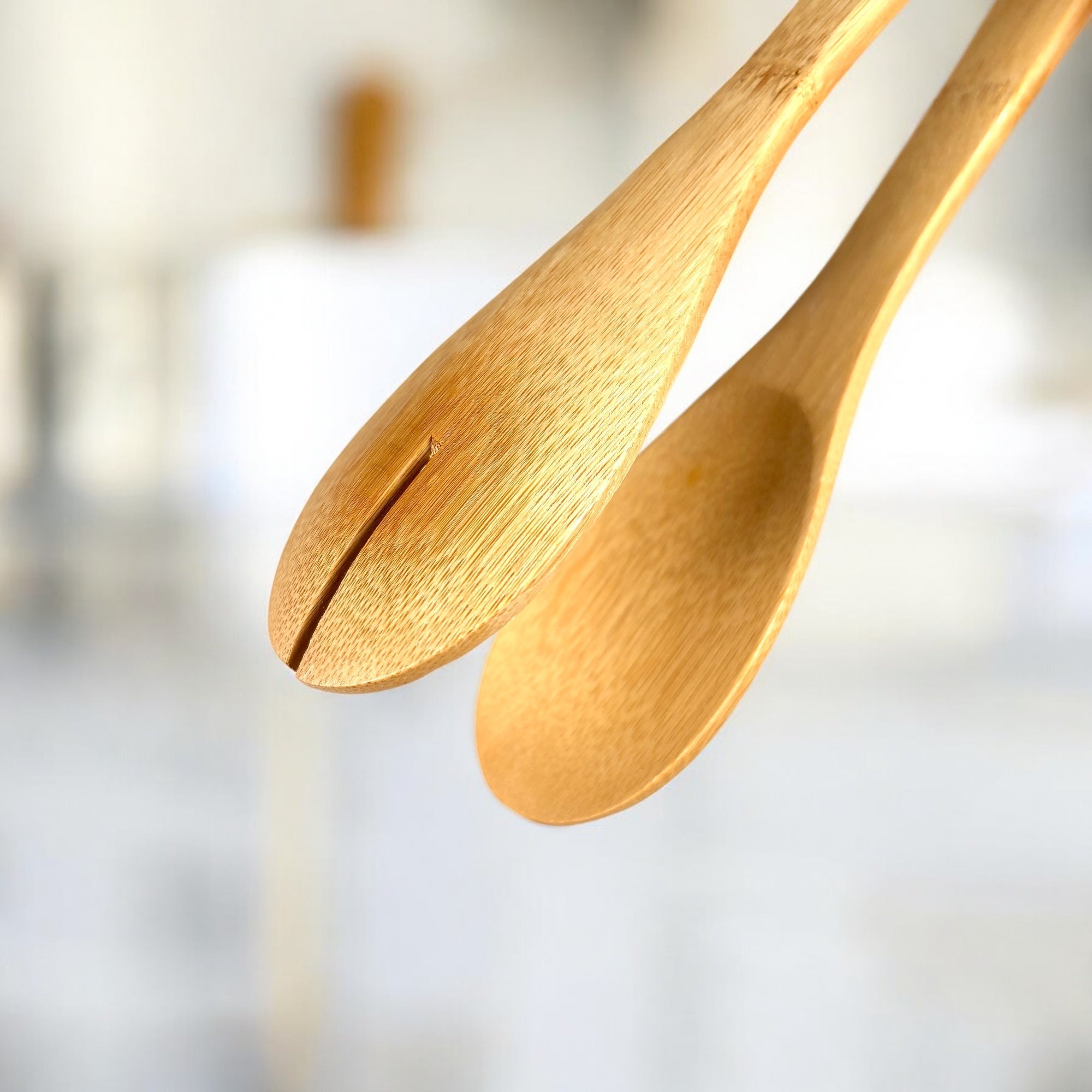 Bamboo Slotted Tongs