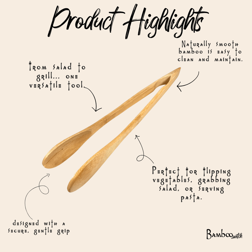 Bamboo Slotted Tongs