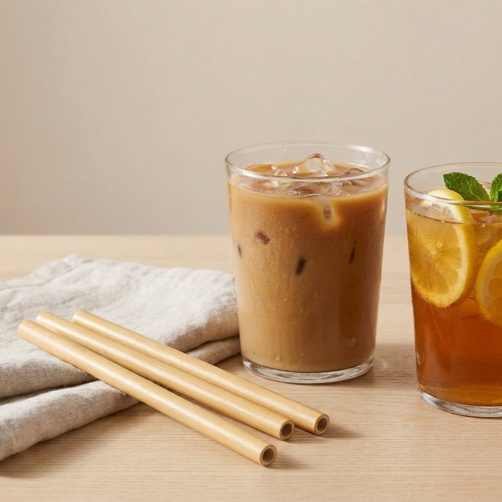 10 Organic Bamboo Straws & Coconut Fiber Straw Cleaner