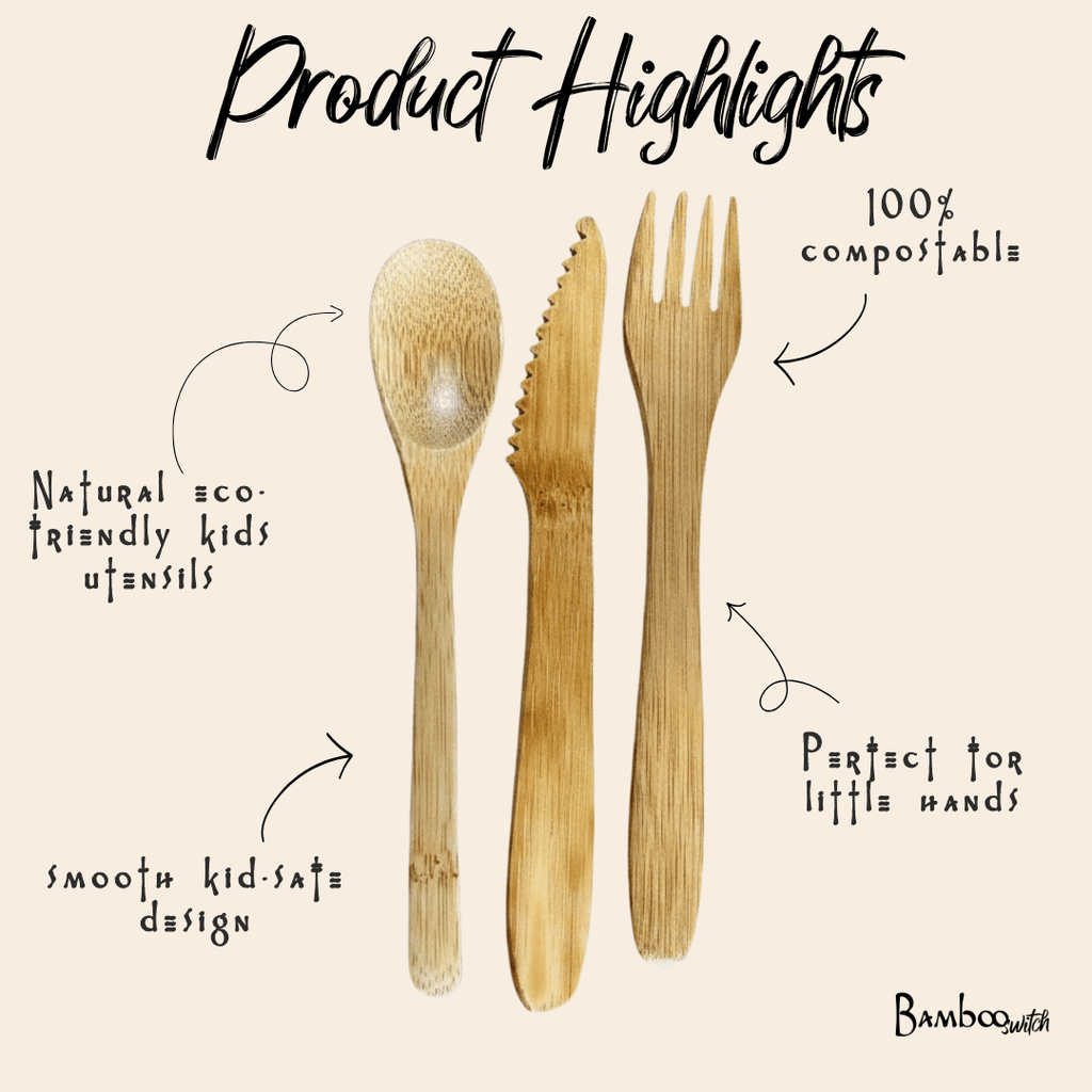 Bamboo Travel Cutlery Set | Kids