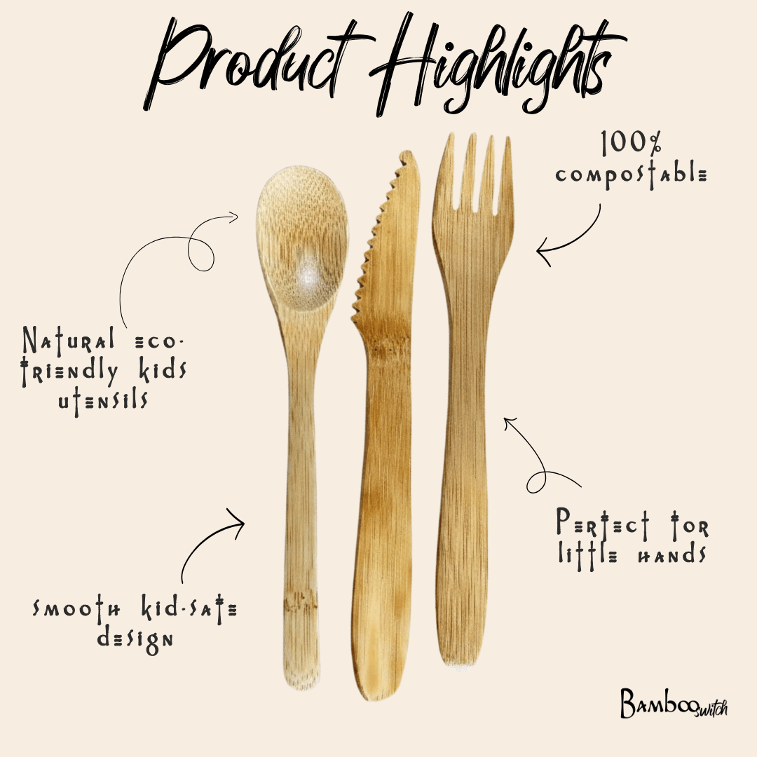 Bamboo Travel Cutlery Set | Kids