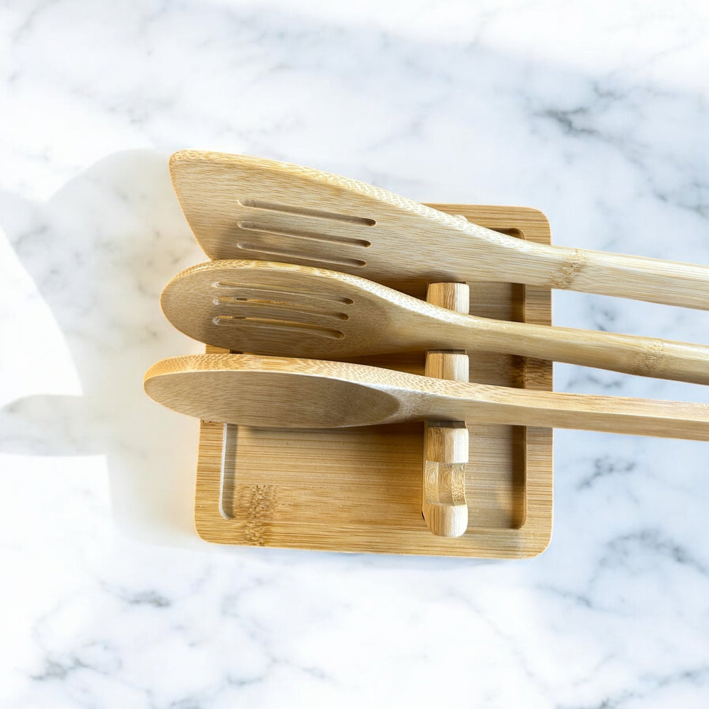 Bamboo Utensil Rest | With Sections