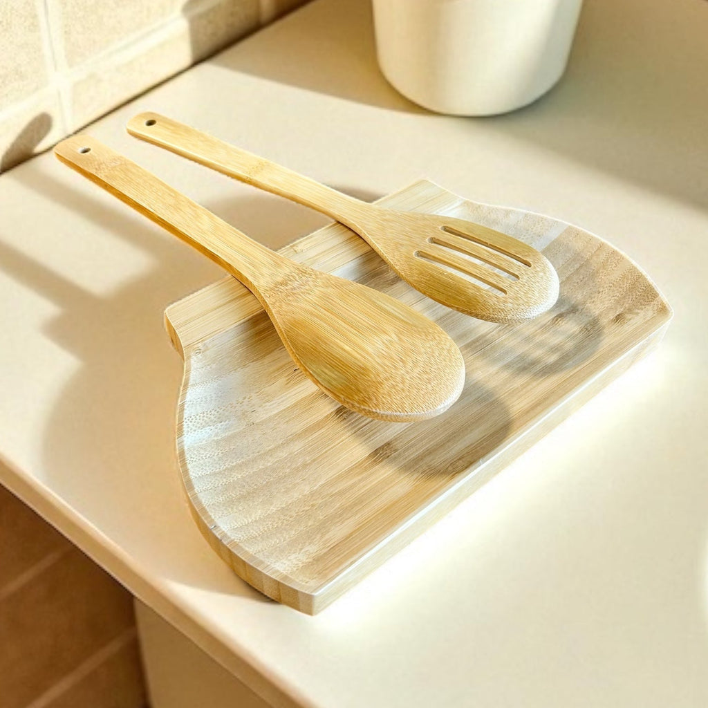 Bamboo Utensil Rest | Fits Multiple Spatulas