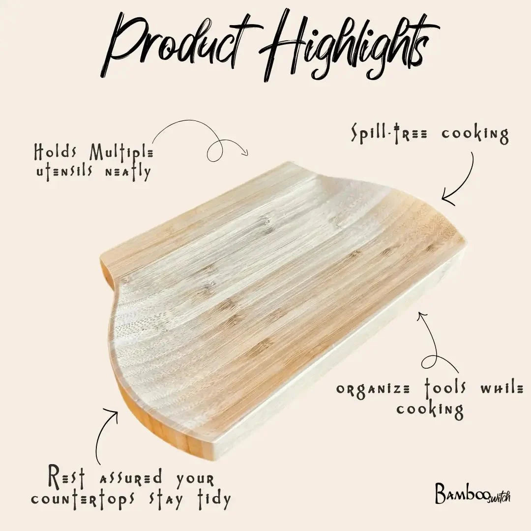 Bamboo Utensil Rest | Fits Multiple Spatulas