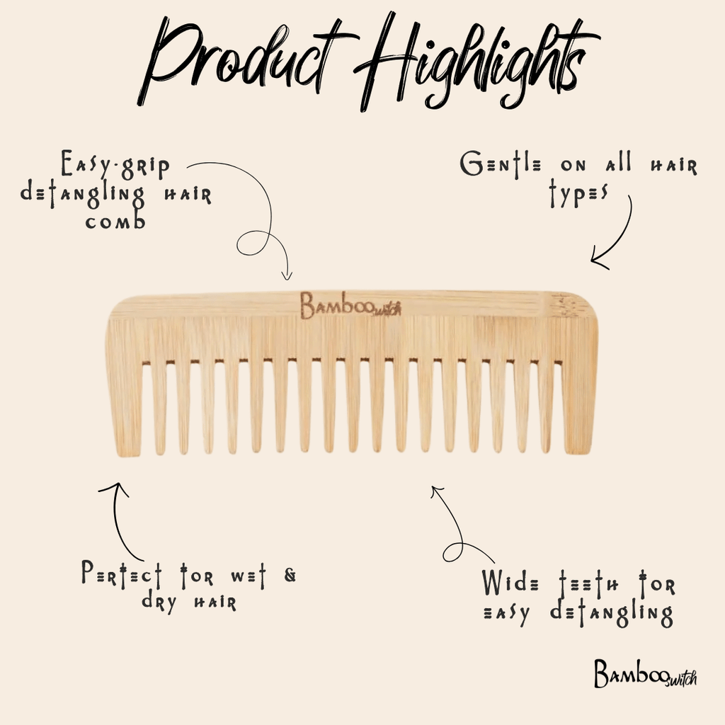 Bamboo Wide Tooth Comb | Flat Tips