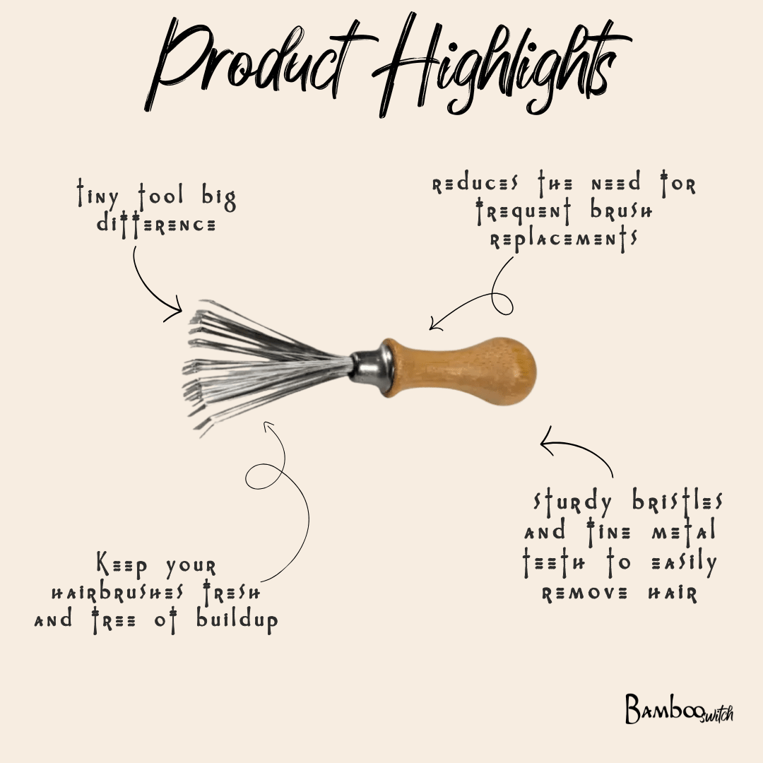 Bamboo Hair Brush Cleaning Tool