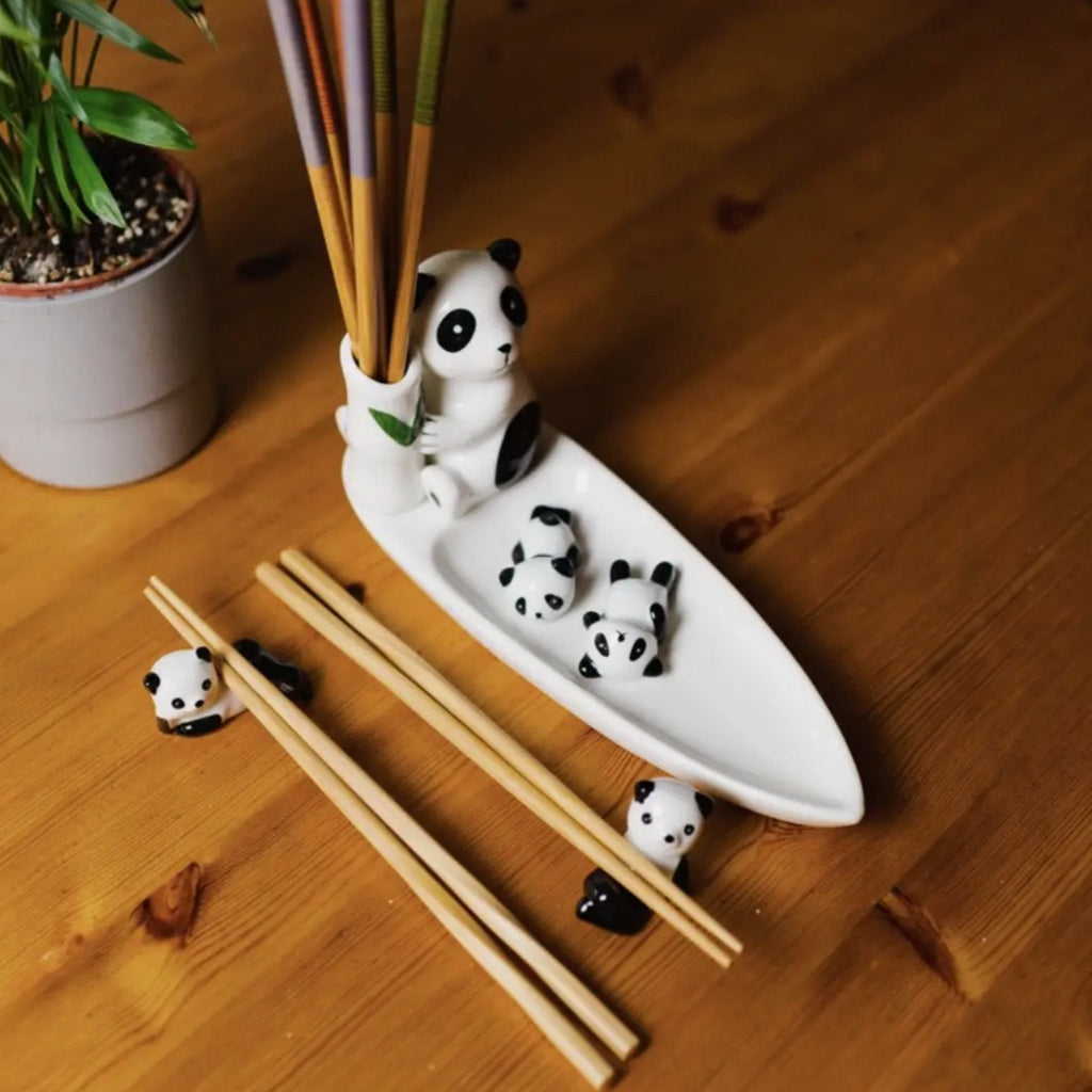 Porcelain Panda Chopstick Holder