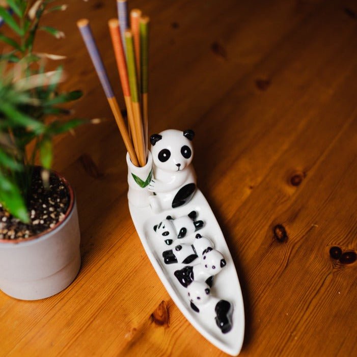 Porcelain Panda Chopstick Holder