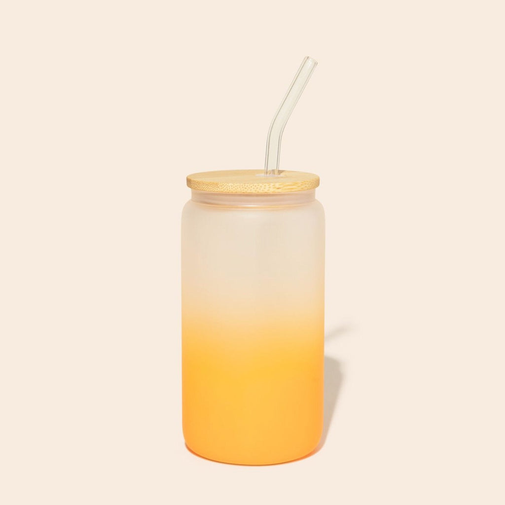 Glass Can Tumbler with Glass Straw