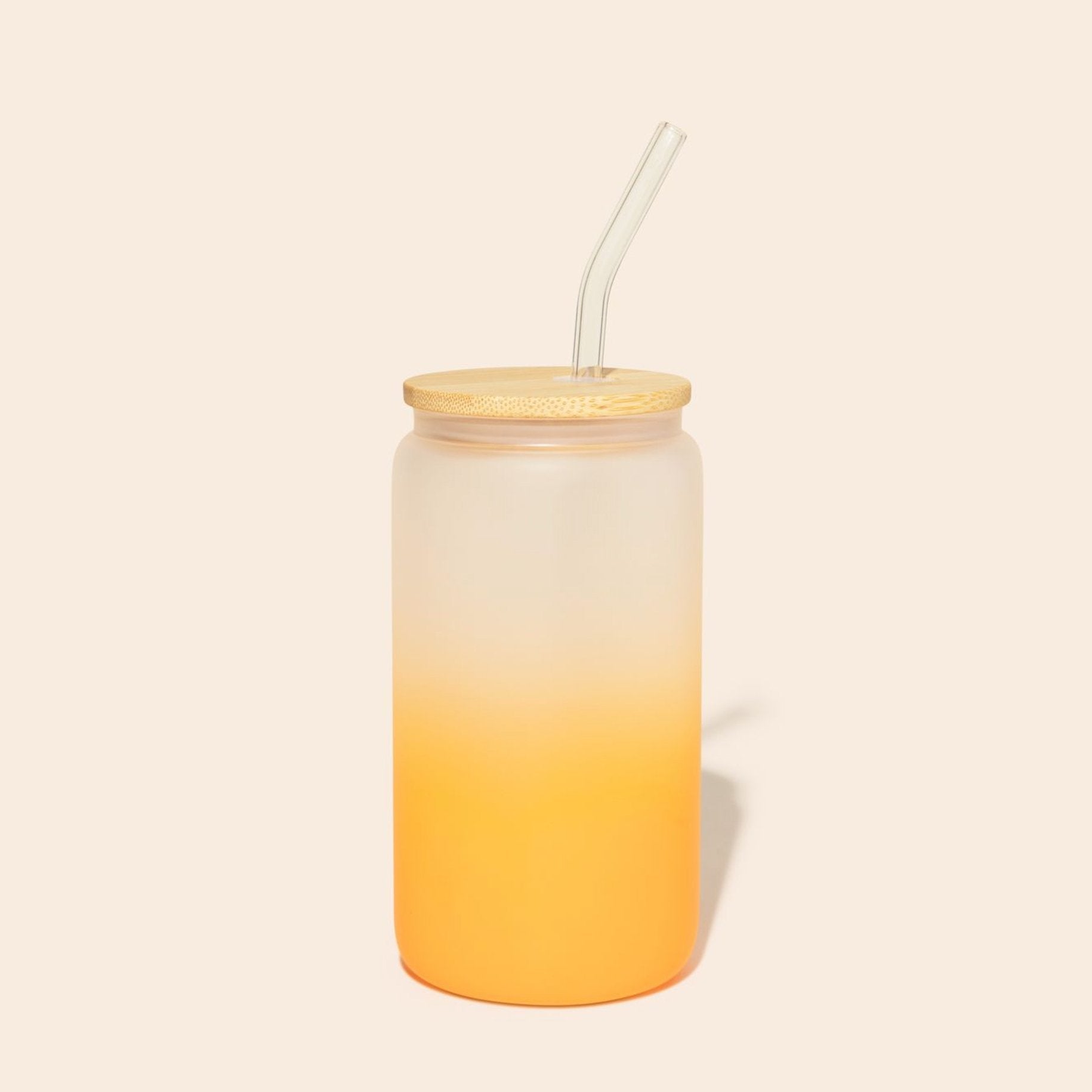 Glass Can Tumbler with Glass Straw