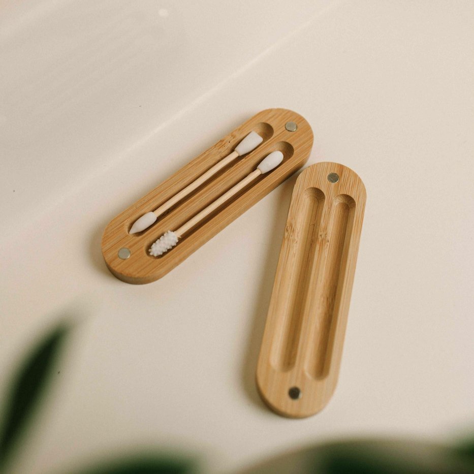 Bamboo Reusable Ear Swabs with Case