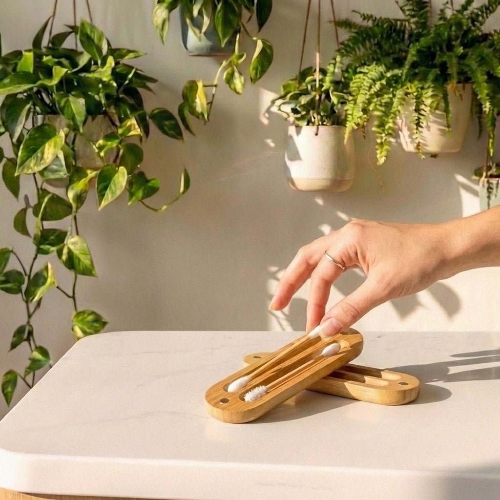 Bamboo Reusable Ear Swabs with Case
