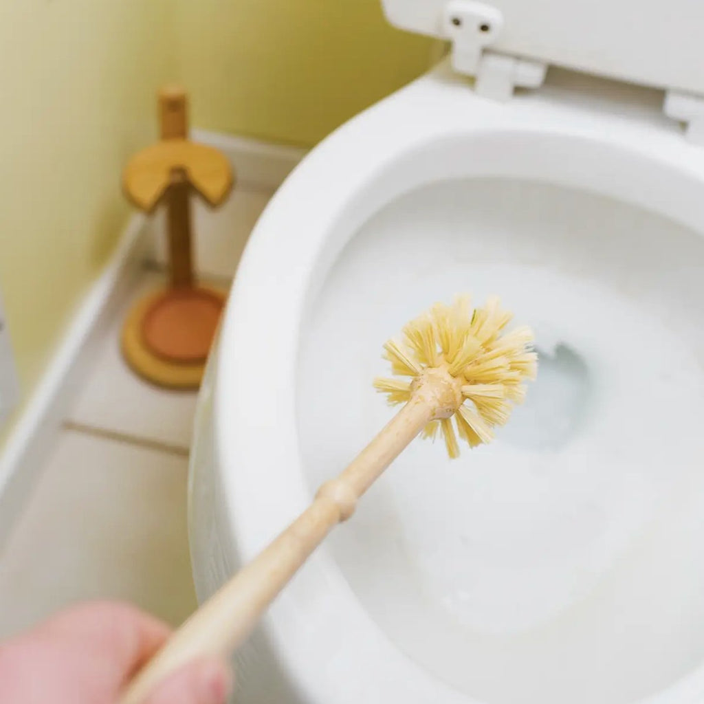 Bamboo Toilet Bowl Cleaning Brush & Stand