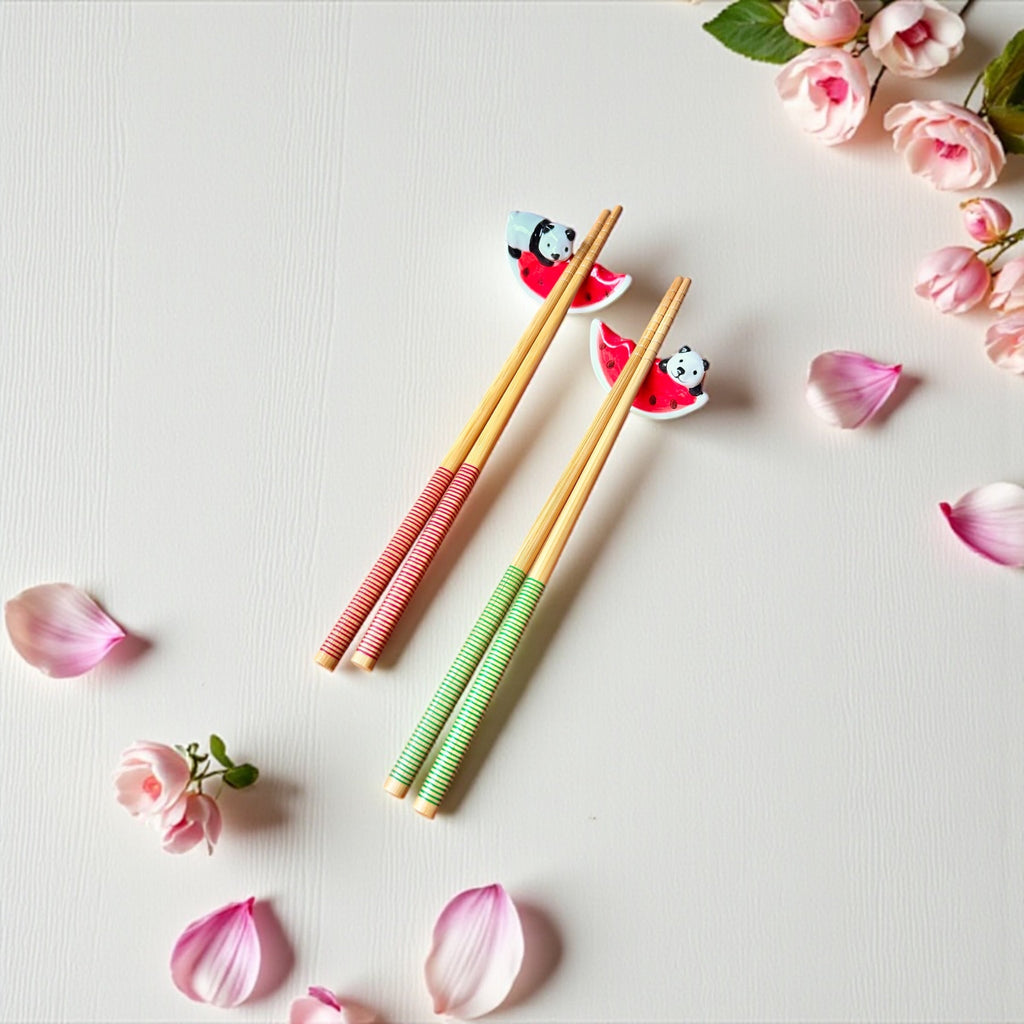 Panda & Watermelon Chopstick Rest | Set of 2