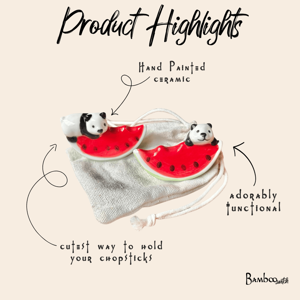 Panda & Watermelon Chopstick Rest | Set of 2