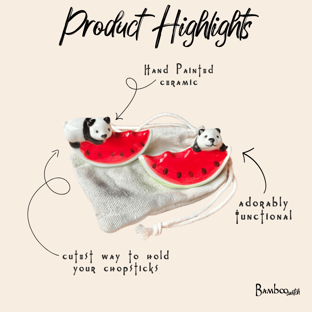 Panda & Watermelon Chopstick Rest | Set of 2
