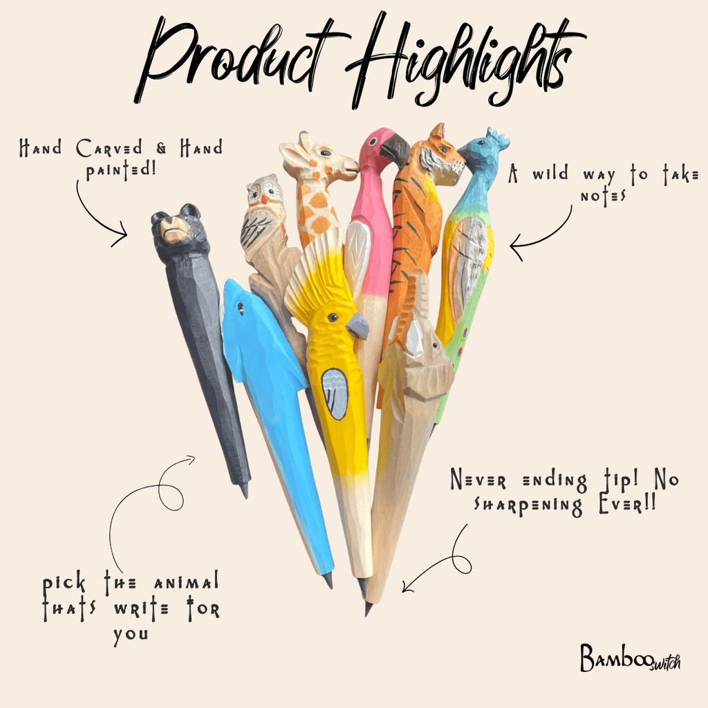 Wooden Animal Never Ending Pencil